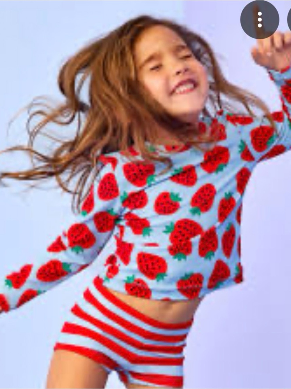 Hanna Andersson Light Blue Long-Sleeve Top with Red Strawberry Print